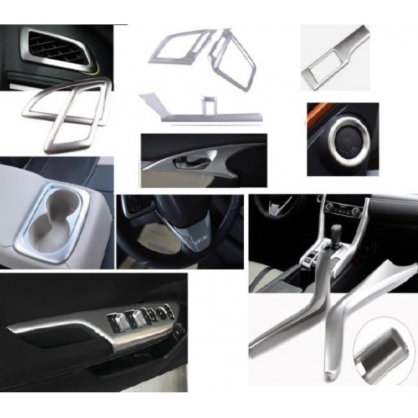 Oled Garaj Honda Civic FC5 İçin Uyumlu 2016-2021 Silver Gri 21 Parça İç Kaplama Seti