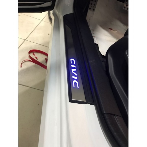 Oled Garaj Honda Civic  FC5 İçin Uyumlu 4 Parça Işıklı Kapı Eşiği Mavi 2016-2021