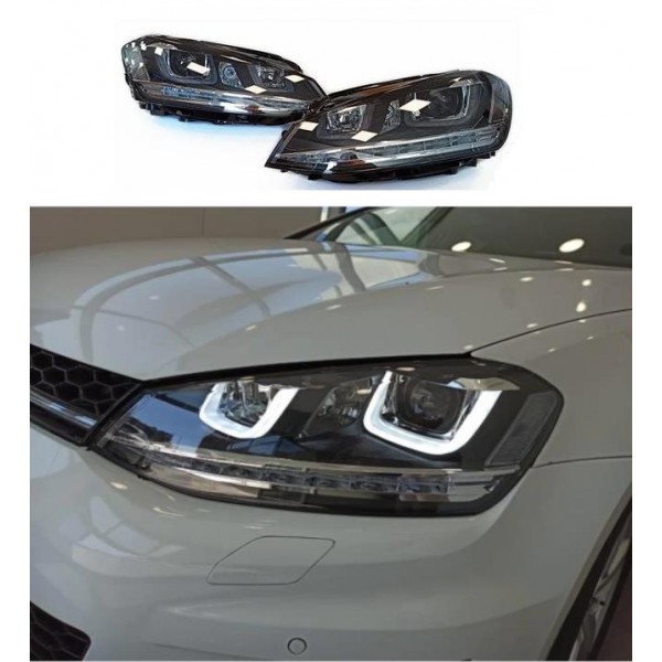 Oled Garaj Volkswagen Golf 7 İçin Uyumlu U Led Far Silver Hareketli Sinyalli (2013-2018)